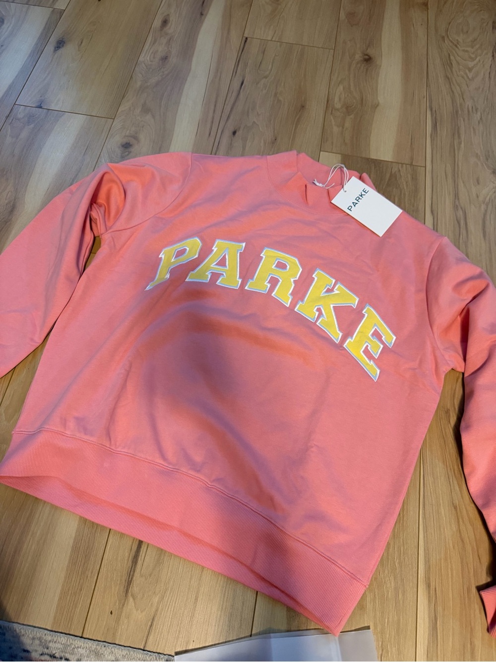PARKÉ Coral Pink Logo Crewneck Sweatshirt